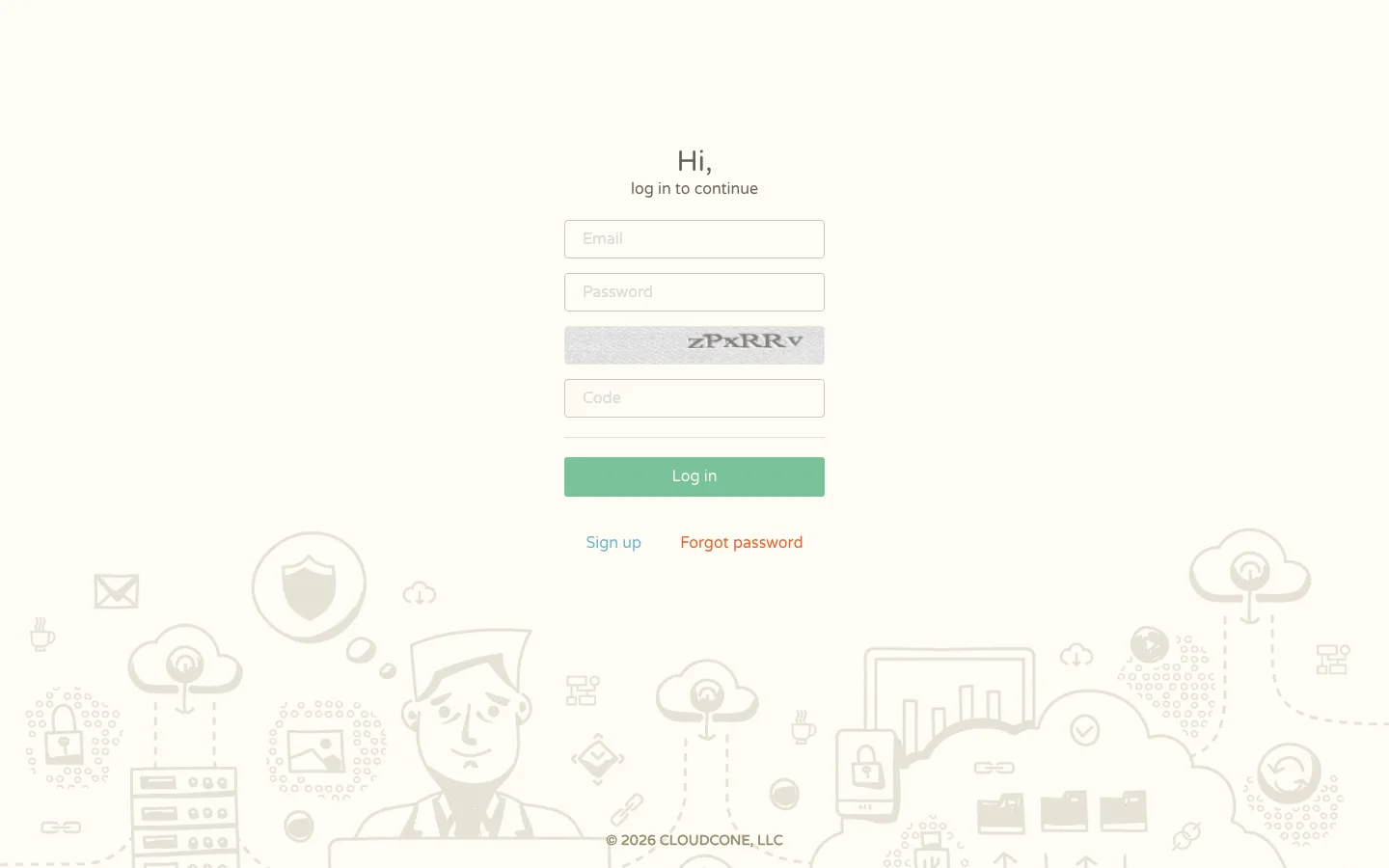 CloudCone 控制面板登录页面